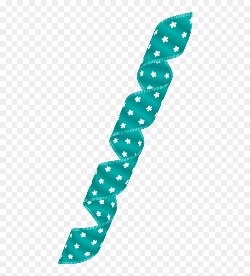 Curly Ribbon Blue With Dot White Png, Transparent Png - adornos png