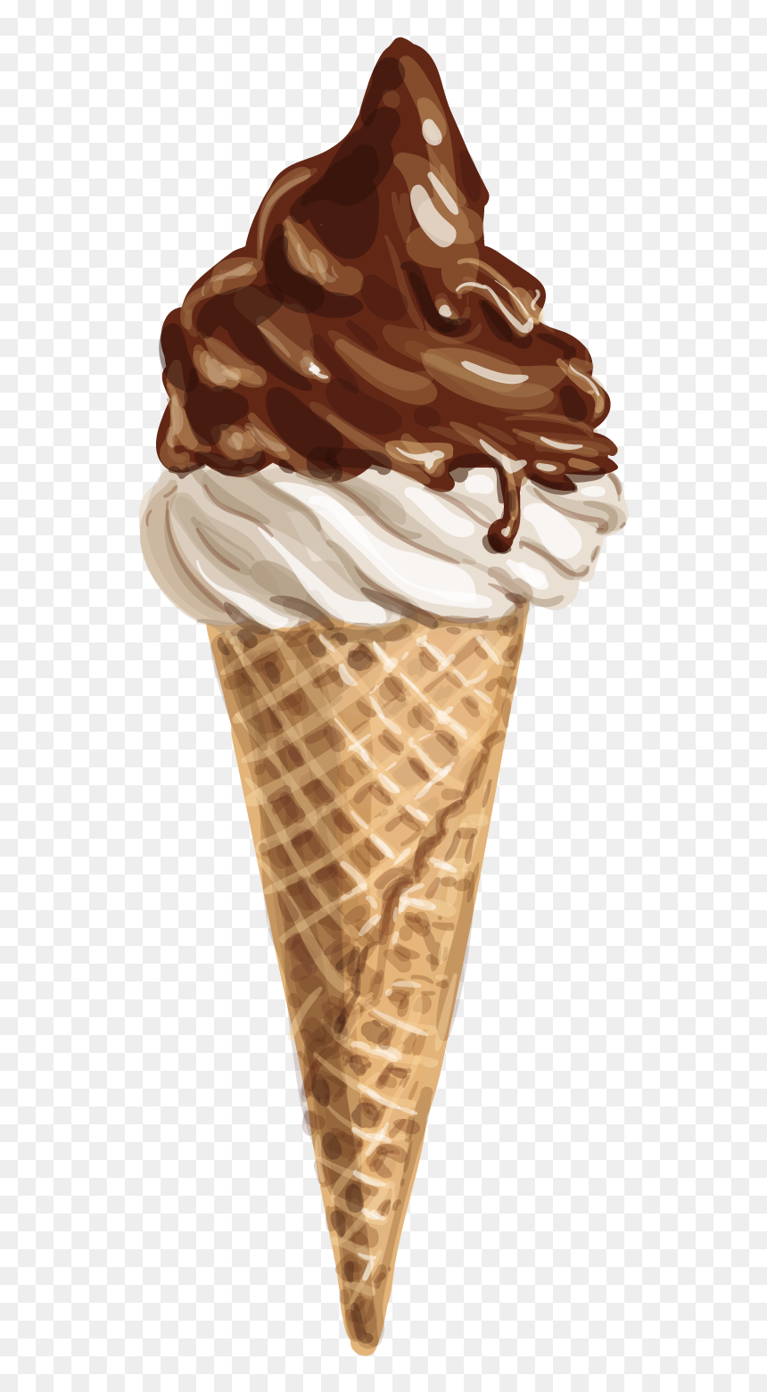 Painting Of Ice Cream Cone, HD Png Download - cream png