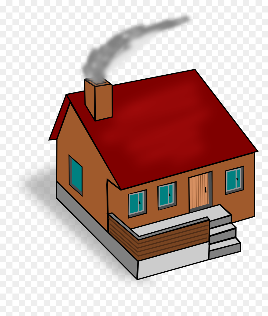 Red House Clip Arts - House Chimney Clipart, HD Png Download - png house