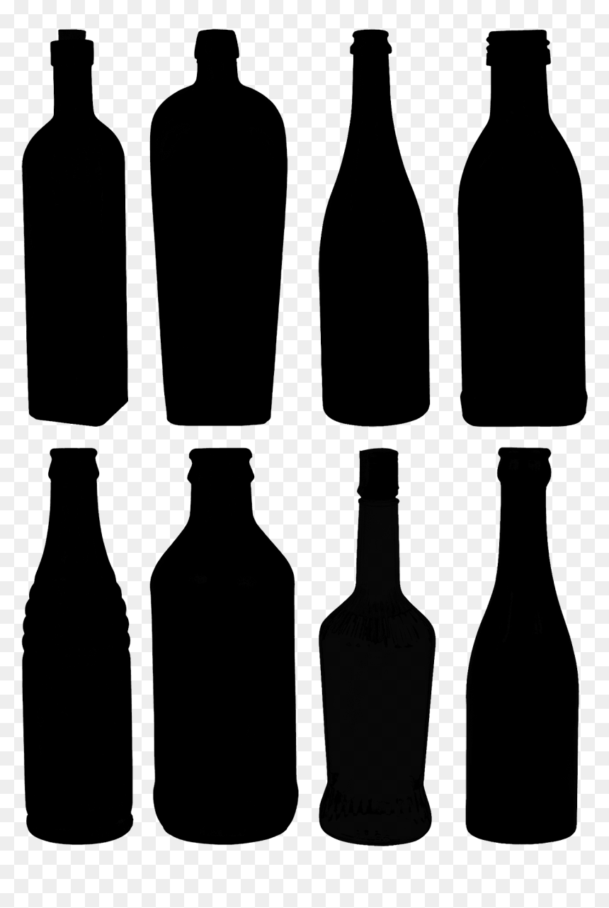 Glass Bottles Silhouette - Silhouette Bottles Png, Transparent Png - glass bottle png
