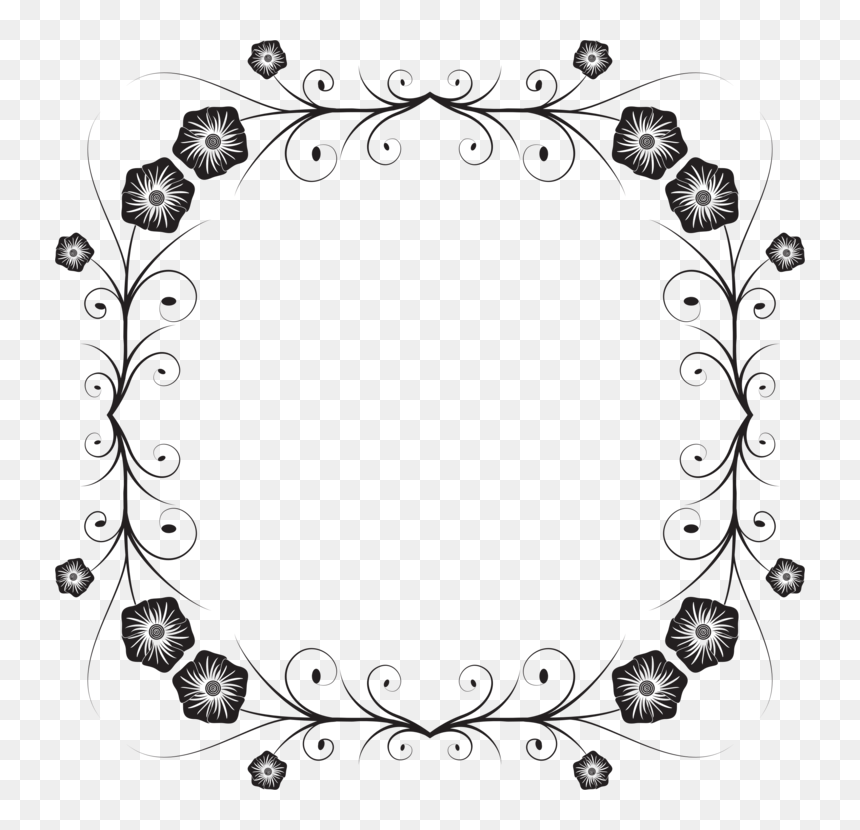 Picture Frame,line Art,flower - Clip Art, HD Png Download - black flowers png