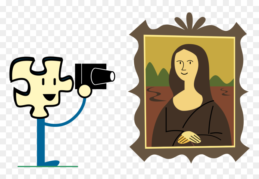 Puzzly Taking A Photo Of The Mona Lisa - Draw Mona Lisa Easy, HD Png Download - mona lisa png