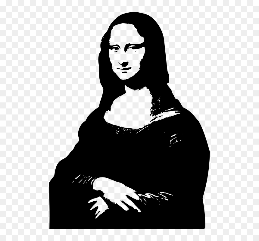 Black And White Art Print Mona Lisa, HD Png Download - mona lisa png