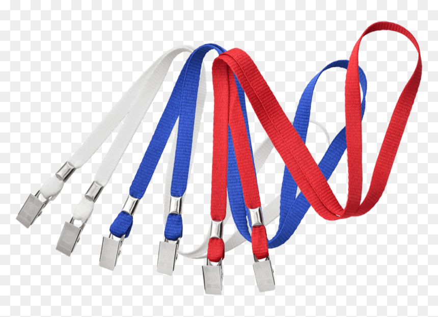 Flat 10mm Lanyards With Double Bulldog Clips - Storage Cable, HD Png Download - lanyard png