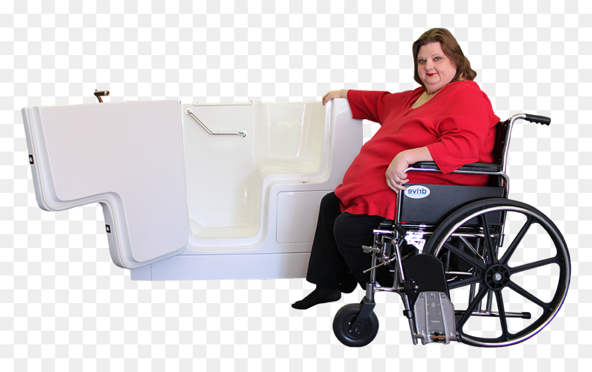 Bliss Walk-in Bathtub Model B3252hc With Bather - Wheelchair, HD Png Download - wheelchair silhouette png