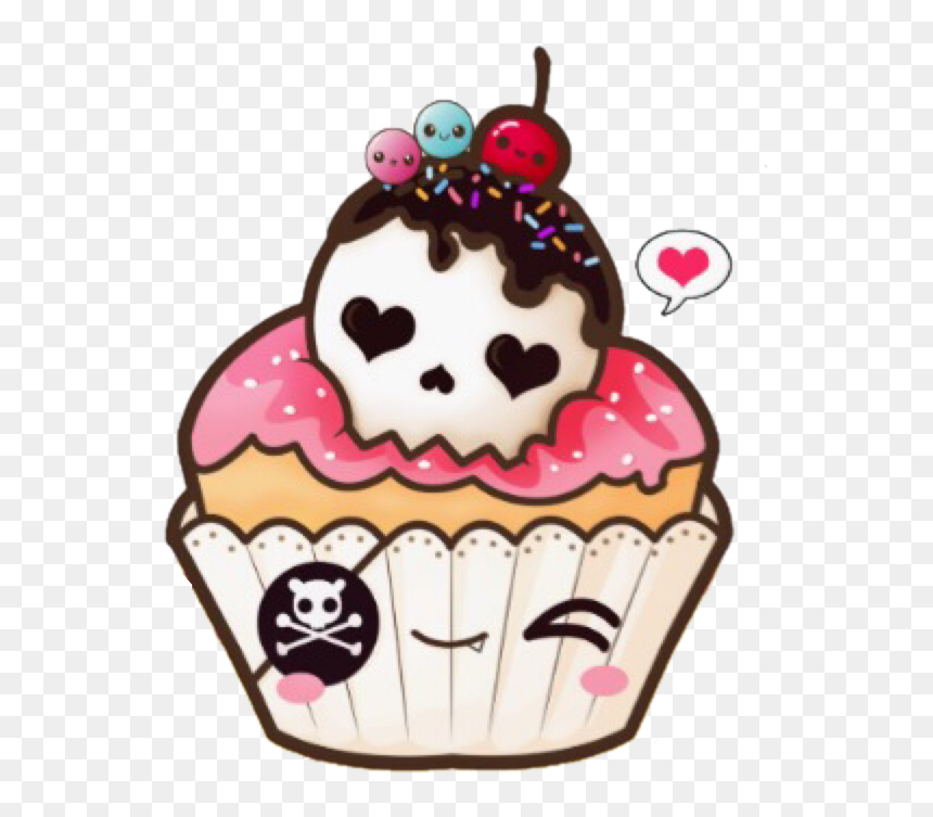 Kawaiicupckake Kawaii Cupcake Skull Drawing Sticker - Cupcakes Kawaii, HD Png Download - kawaii blush png