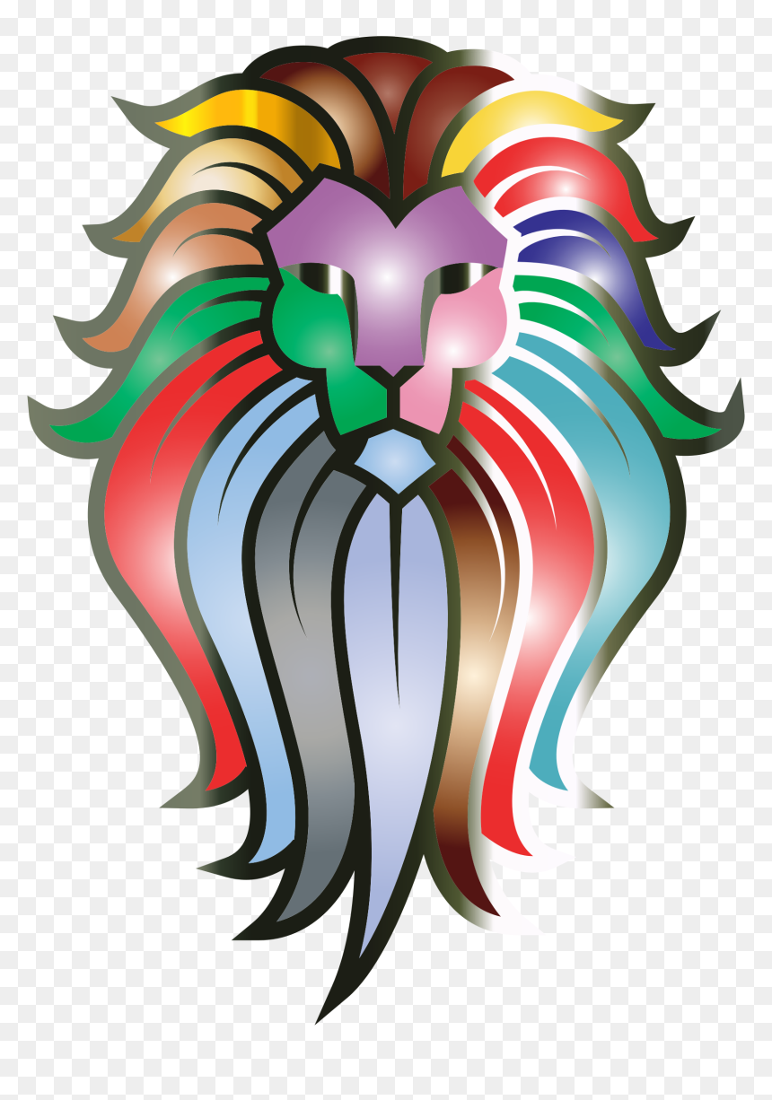 Chromatic Lion Face Tattoo 7 Clip Arts - Lion Head Drawing, HD Png Download - face tattoo png