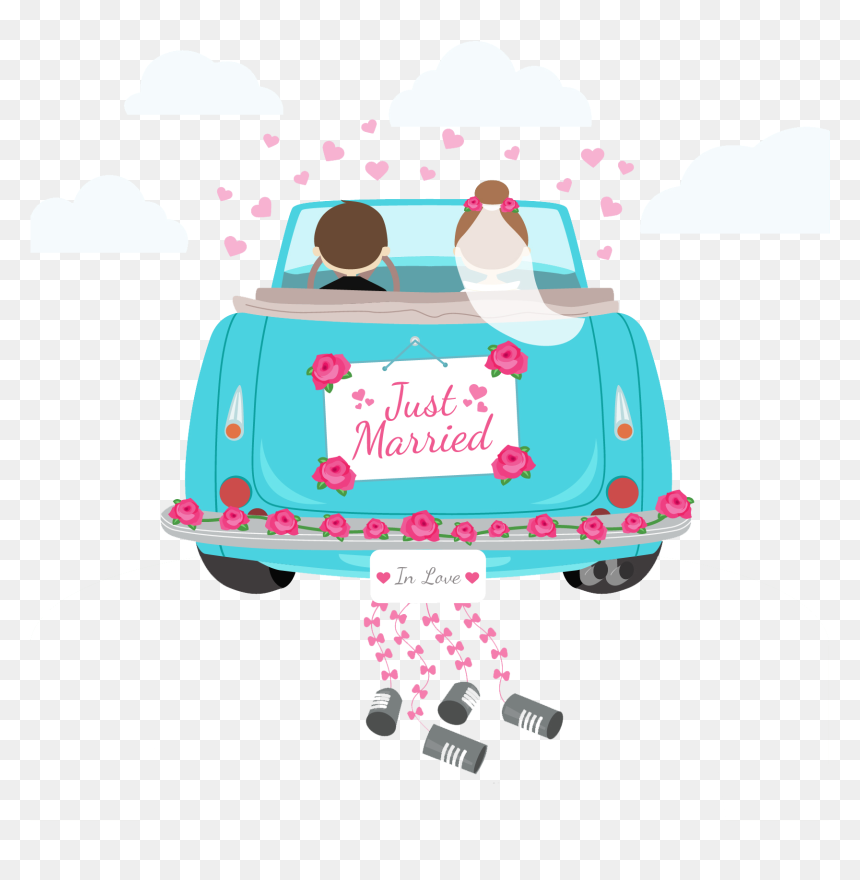 We Are Shift Events - Just Married Car Cartoon, HD Png Download - just married png