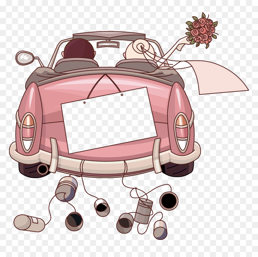 Car Wedding Invitation Clip Art - Car Just Married Clipart Free, HD Png Download - just married png