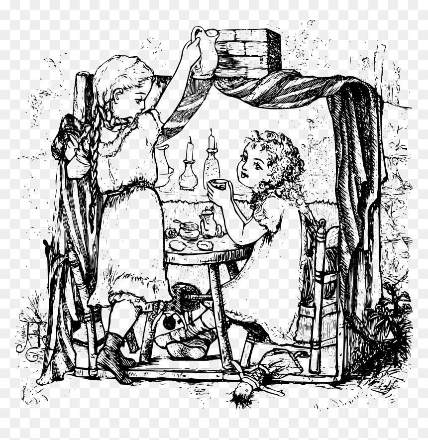 Girls In A Tea Party Clip Arts - Illustration, HD Png Download - tea party png