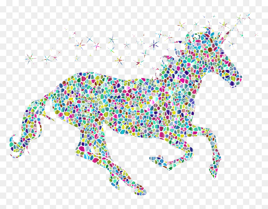 Polyprismatic Tiled Magical Unicorn Silhouette Clip - Unicorn, HD Png Download - wheelchair silhouette png