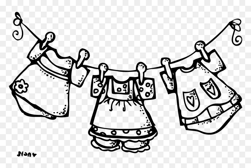 Clothing Clipart Clothes Rail - Cartoon, HD Png Download - clothesline png