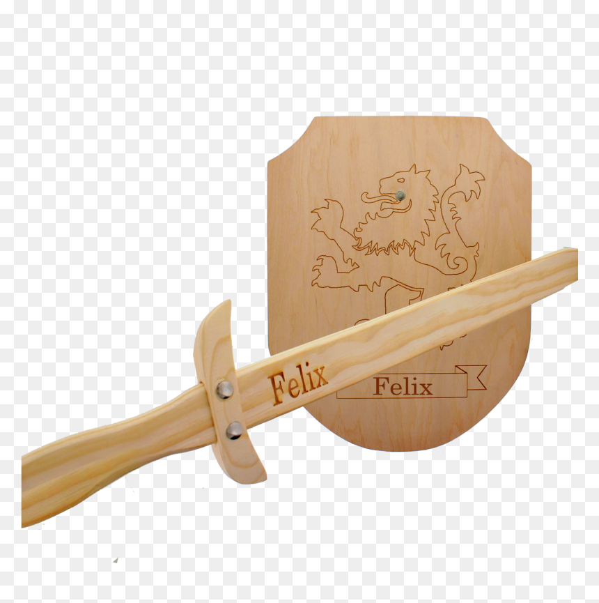 Wooden Sword And Shield With Engraving - Épée Et Bouclier En Bois, HD Png Download - espada png