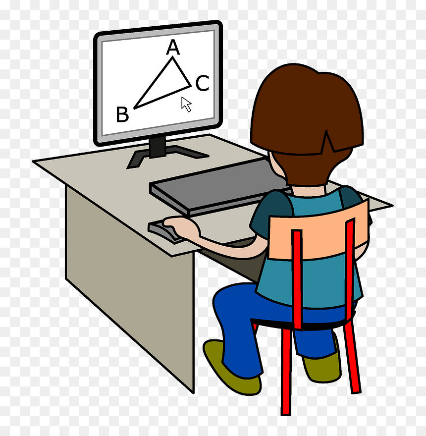 Boy Studying Geometry Clipart - Computer Design Clipart, HD Png Download - studying png