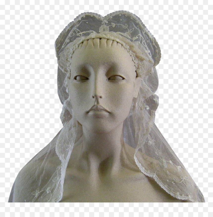 Vintage Brussels Princess Lace Wedding Veil C - Bust, HD Png Download - wedding veil png