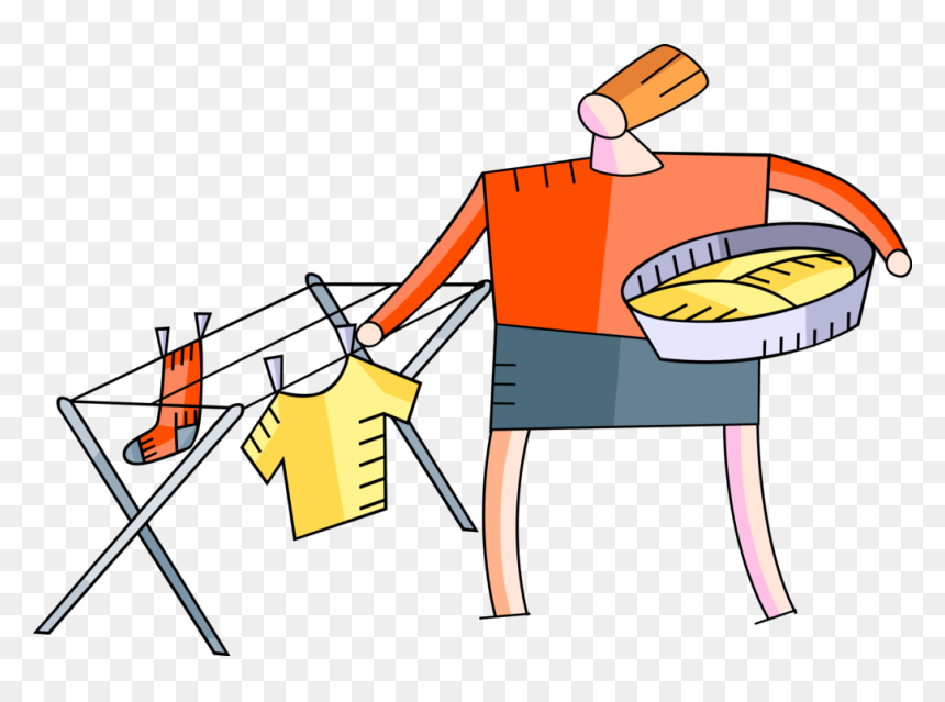 Hanging Laundry Clothing On Image Illustration Of Clipart, HD Png Download - clothesline png