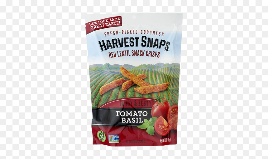 Tomato Basil Green Pea Snacks - Harvest Snaps Tomato Basil Chips, HD Png Download - basil png