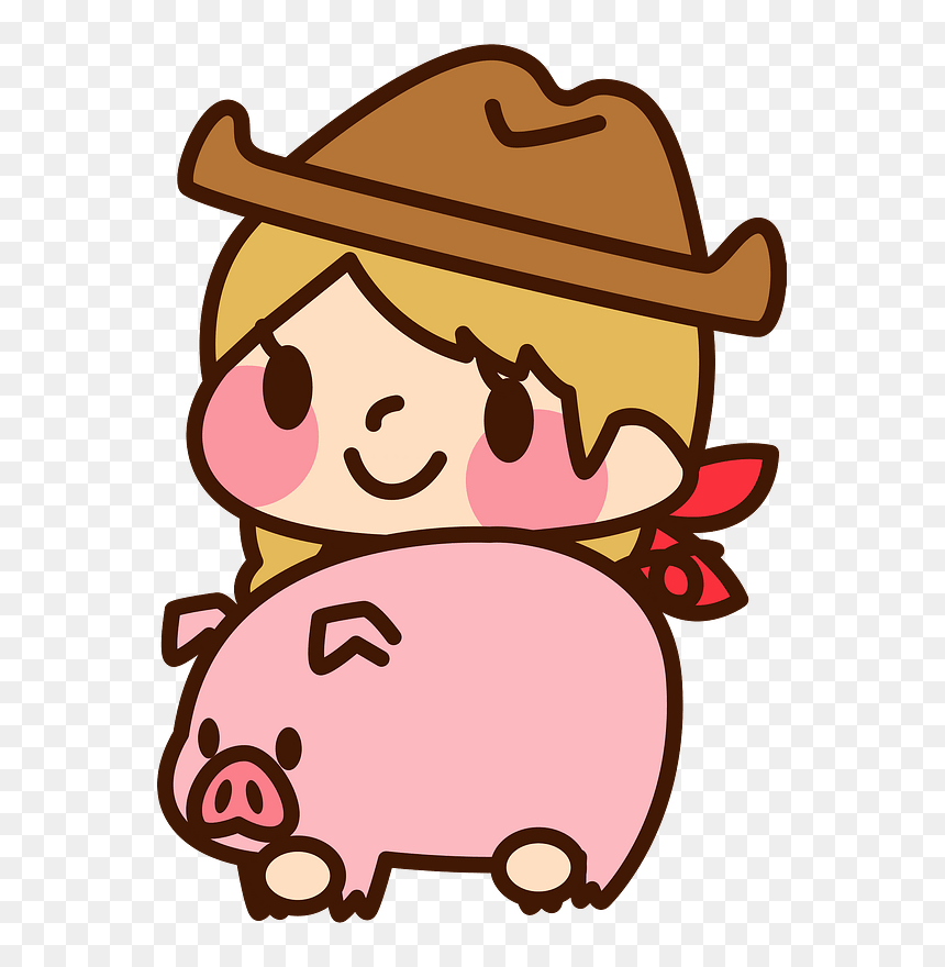 Cowgirl With Piglet Clipart - Clip Art, HD Png Download - piglet png