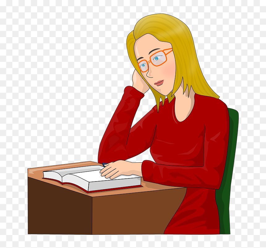 Girl Studying Clipart - Cartoon, HD Png Download - studying png