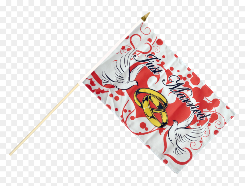 Just Married With Doves Hand Waving Flag - Illustration, HD Png Download - just married png