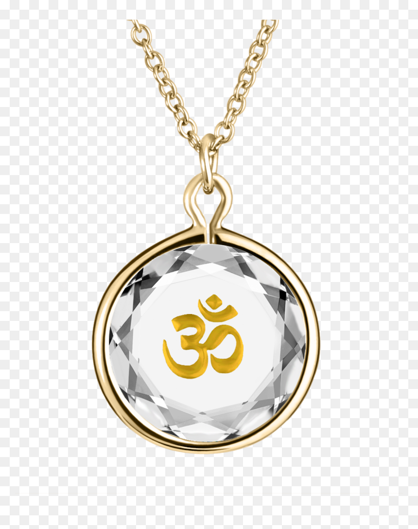 Om, The Yoga Symbol, Engraved In White Swarovski Crystal - Necklace, HD Png Download - om symbol png