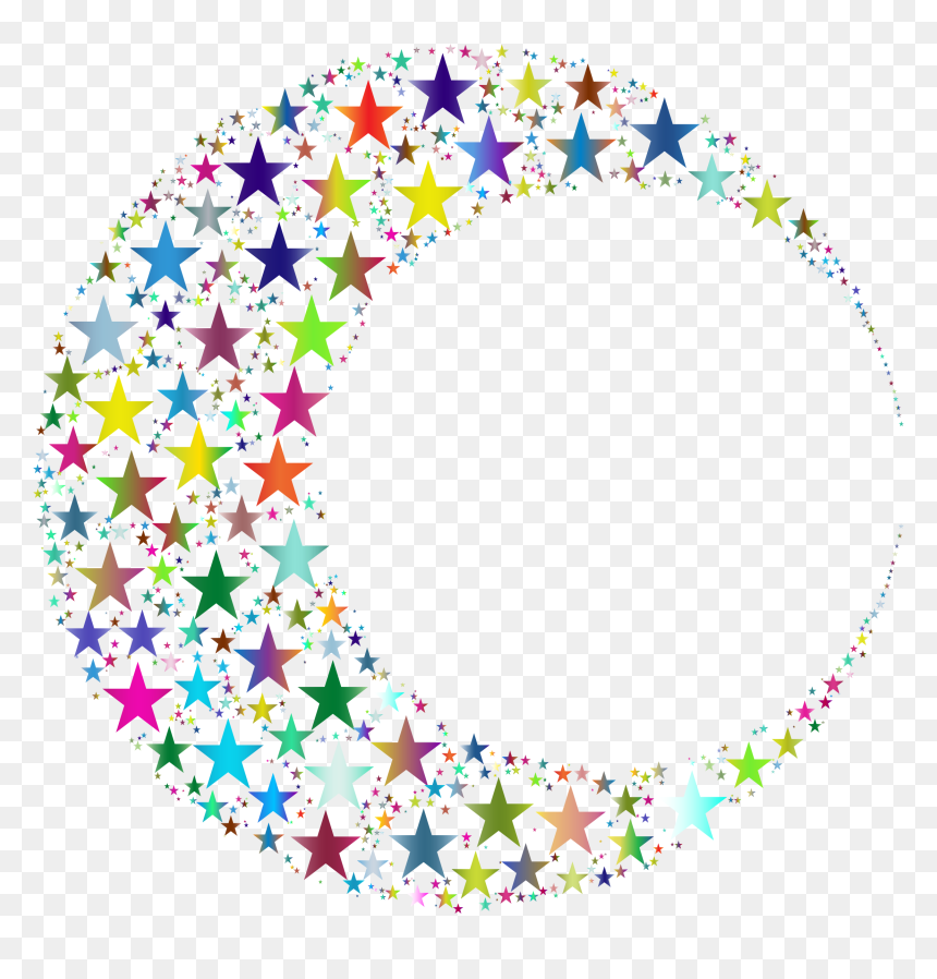Crescent Moon And Stars Clipart, HD Png Download - starts png
