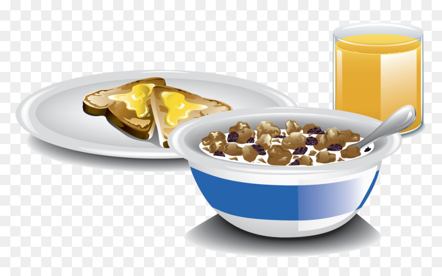 Breakfast Cereal Milk Toast Raisin Bread - Breakfast Toast Cereal Clipart, HD Png Download - bowl of cereal png