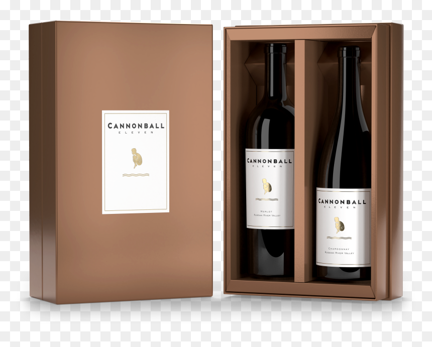 Gift Box For 2 Wine Bottles, HD Png Download - bottle of wine png