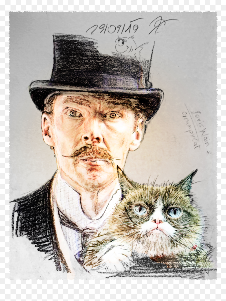 Benedict As Louis Wain Drawing, HD Png Download - benedict cumberbatch png