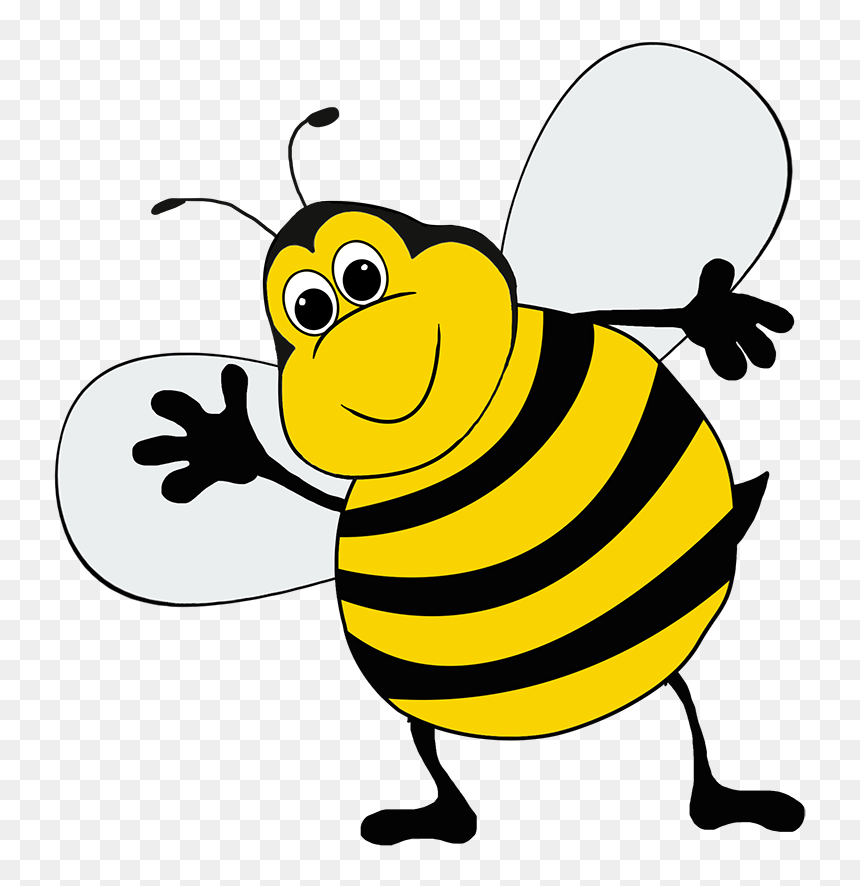 Bee Clipart Funny Bee Cartoon - Honeybee, HD Png Download - cute bee png