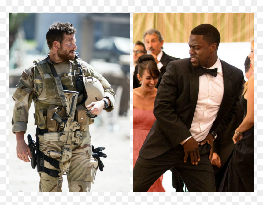 Bradley Cooper In American Sniper And Kevin Hart In - Chad Littlefield In American Sniper, HD Png Download - kevin hart png