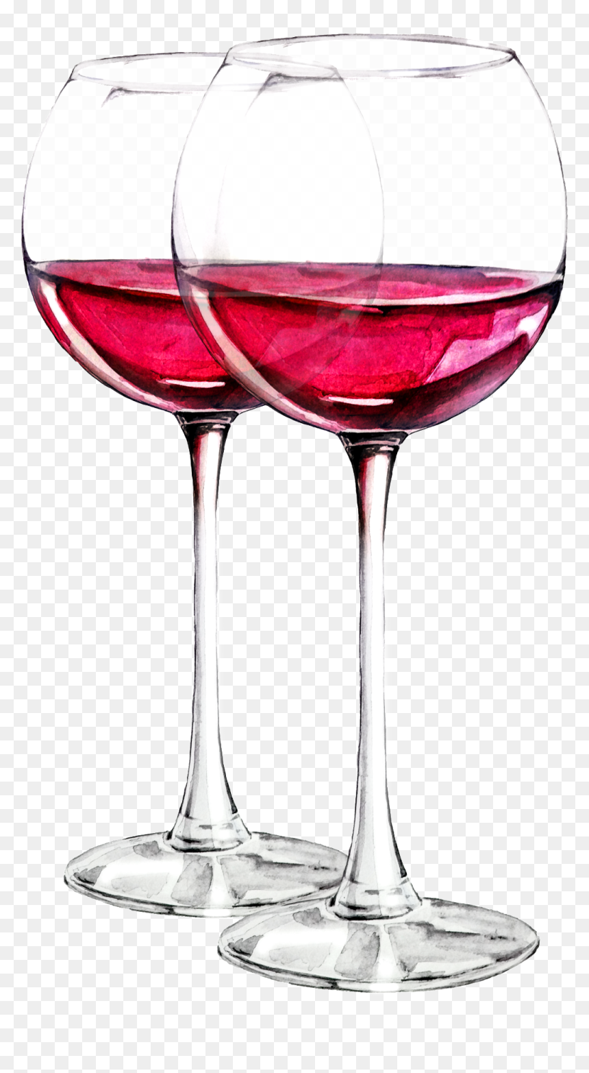 This Graphics Is Hand Painted Red Wine Glass Transparent - Transparent Wine Glass Watercolor, HD Png Download - red wine glass png