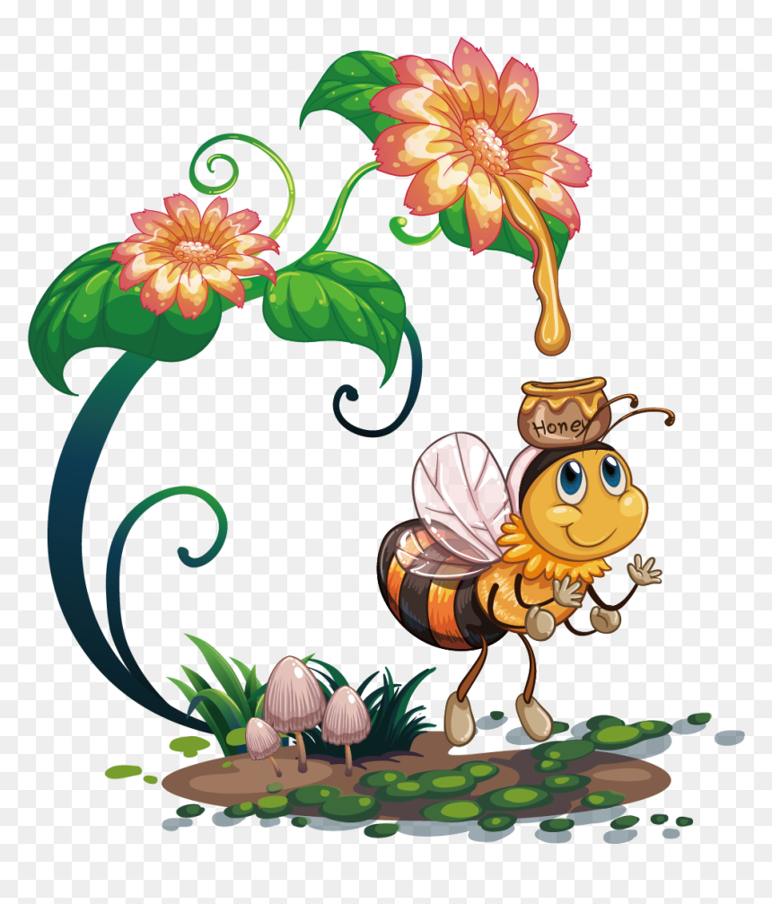 Kisspng Bee Honey Flower Royalty Free Cute Bee 5a7dad11e6ff15 - Kreslená Včielka, Transparent Png - cute bee png