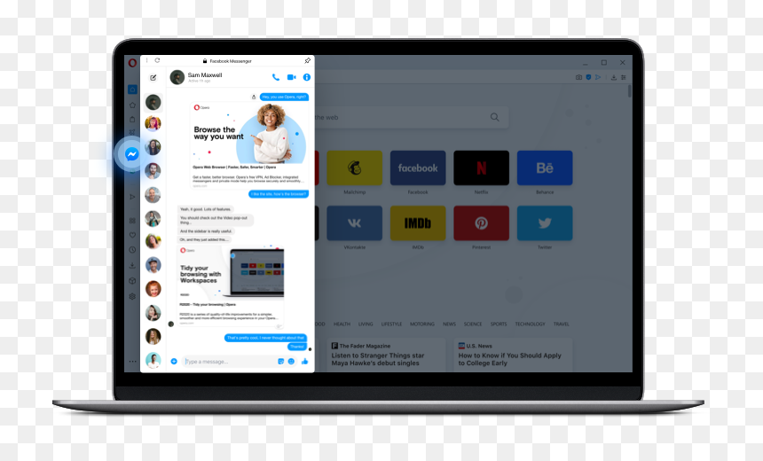Opera Browser Instagram, HD Png Download - facebook messenger png