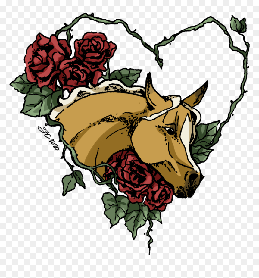 Horse Roses - Illustration, HD Png Download - tattoo design png