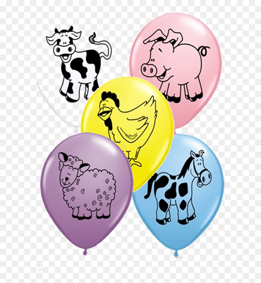 3 Farm Animal Print Latex Balloons - Farm Animals Latex Balloons, HD Png Download - cheetah print png