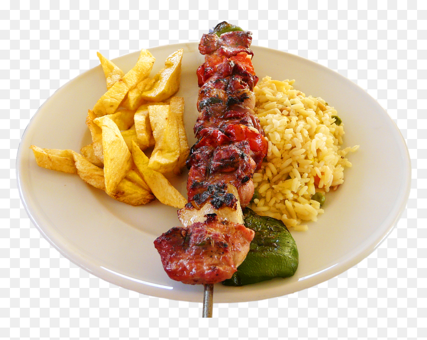 Brochetas De Carne Con Arroz, HD Png Download - french fry png