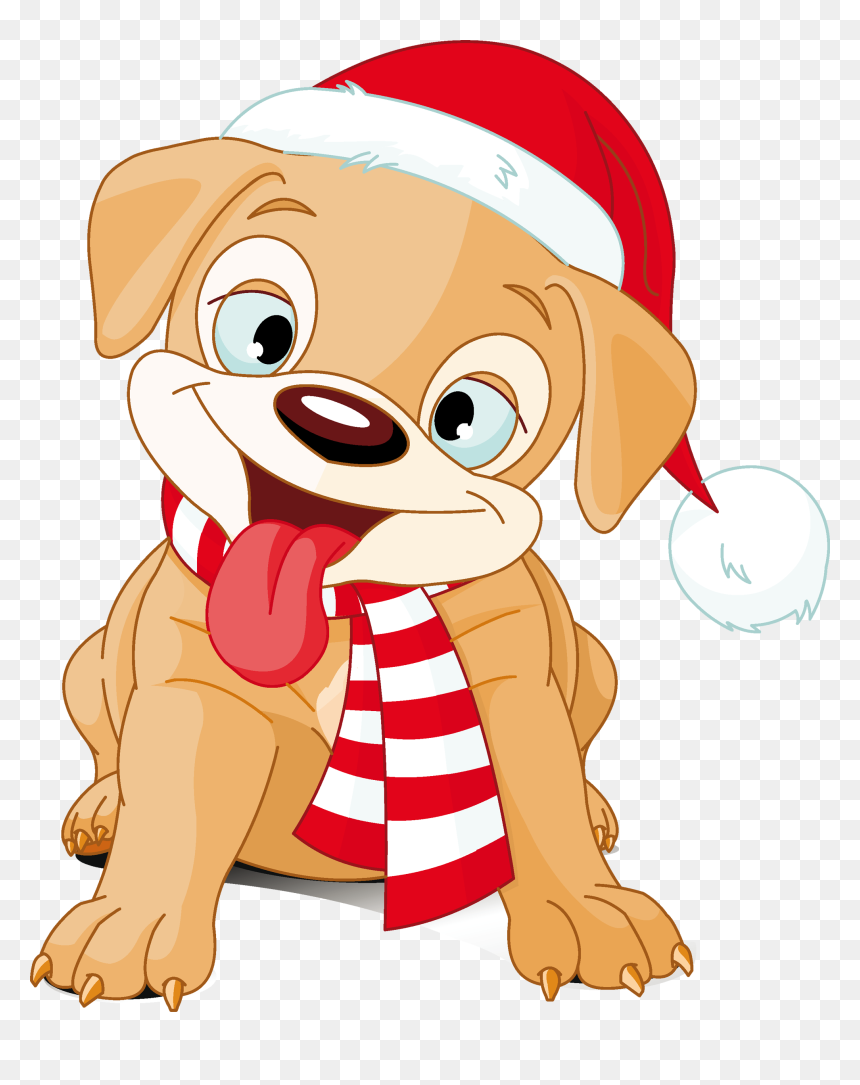 Puppy Clipart Merry Christmas Vector Library Stock - Christmas Dog Clipart, HD Png Download - puppy clipart png