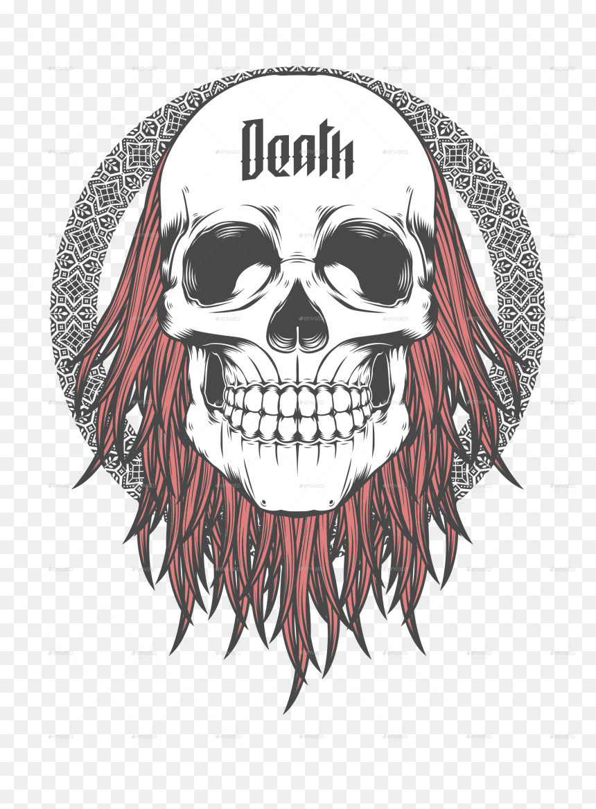Skull Vector Abstract - Beard With Hair Vector Skull, HD Png Download - skull vector png