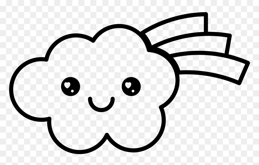 #kawaii #outlines #outline #cartoon #cartoons #rainbows - Outline Pictures Of Cartoons, HD Png Download - cloud outline png