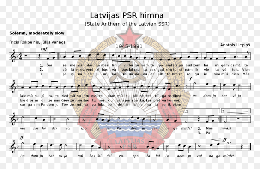 Latvian Ssr Anthem Sheet Music, HD Png Download - sheet music png
