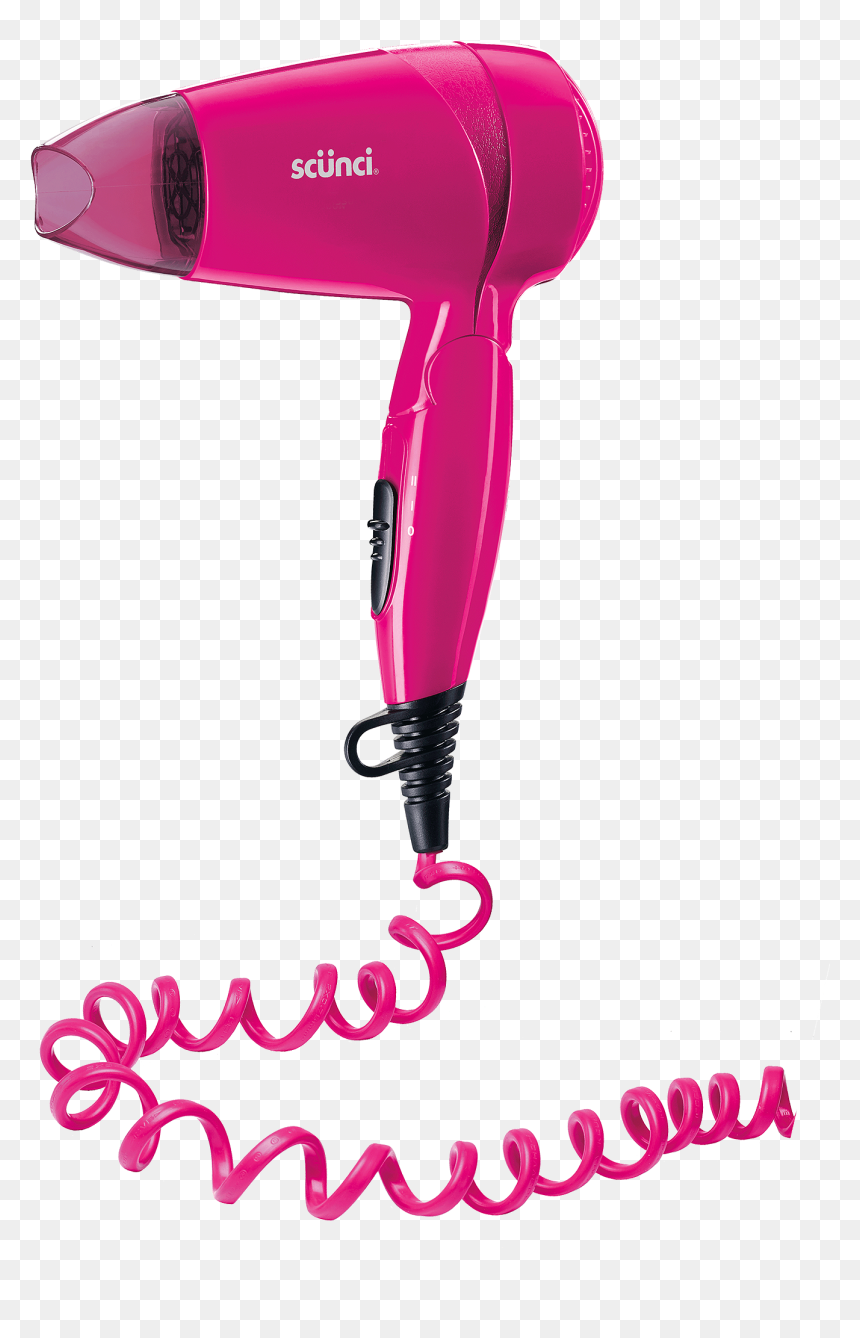 Curly Cord Compact Hair Dryer - Blow Dryer Png Pink, Transparent Png - blow dryer png