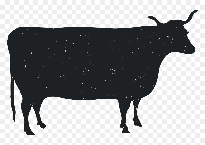 Animal Silhouette Dairy Cattle - Cow Silhouette Png, Transparent Png - cow silhouette png