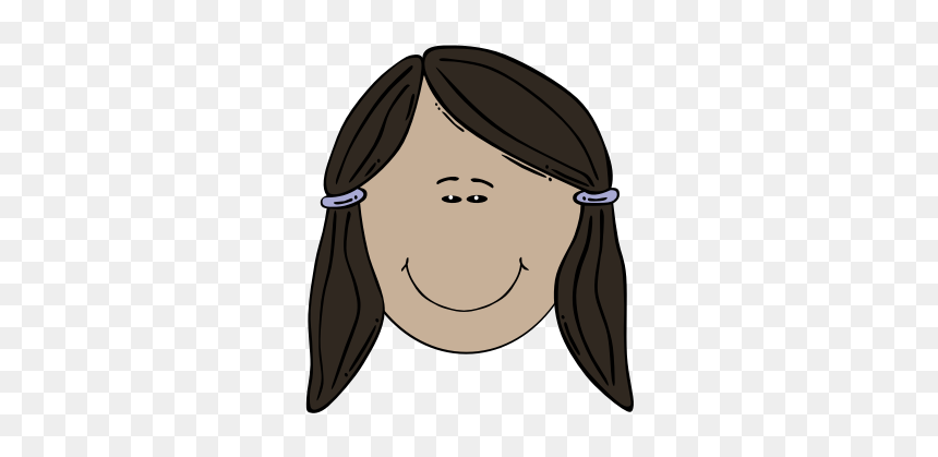 Vector Image Of Female Face With Side Pig Tails - Cartoon Girl With Black Hair And Brown Eyes, HD Png Download - pig face png