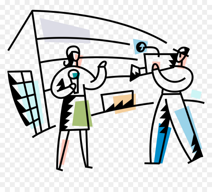 Vector Illustration Of Television Reporter With Microphone - Reporters Clipart Transparent, HD Png Download - microphone vector png