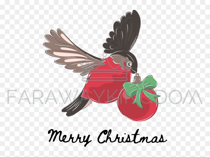 Bullfinch Christmas Cartoon Winter Bird Vector Illustration, HD Png Download - bird vector png