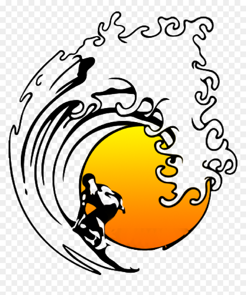 Transparent Pipeline Clipart - Surfer On Wave Drawing, HD Png Download - wave clip art png