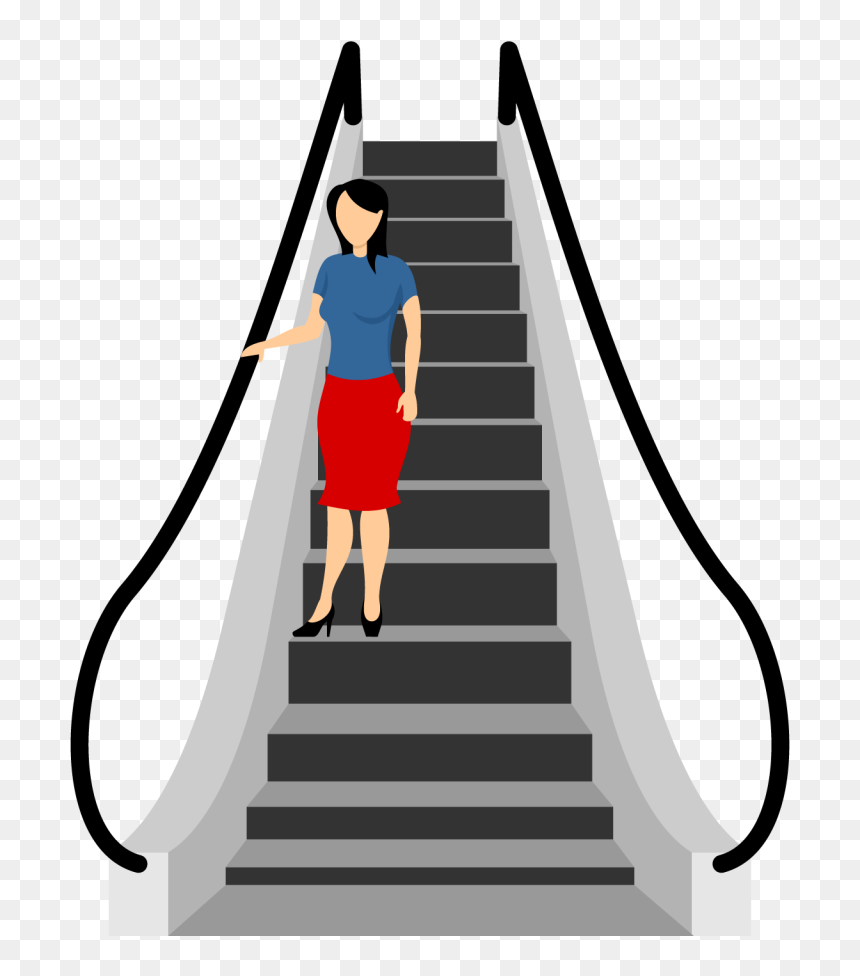 Girl Coming Down Through Escalator Png Image - Escalator Png, Transparent Png - stair png