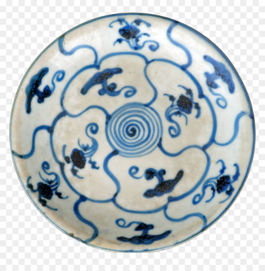 Chinese Ming Porcelain Blue And White Dish With Fungus - Blue And White Pottery, HD Png Download - yao ming png
