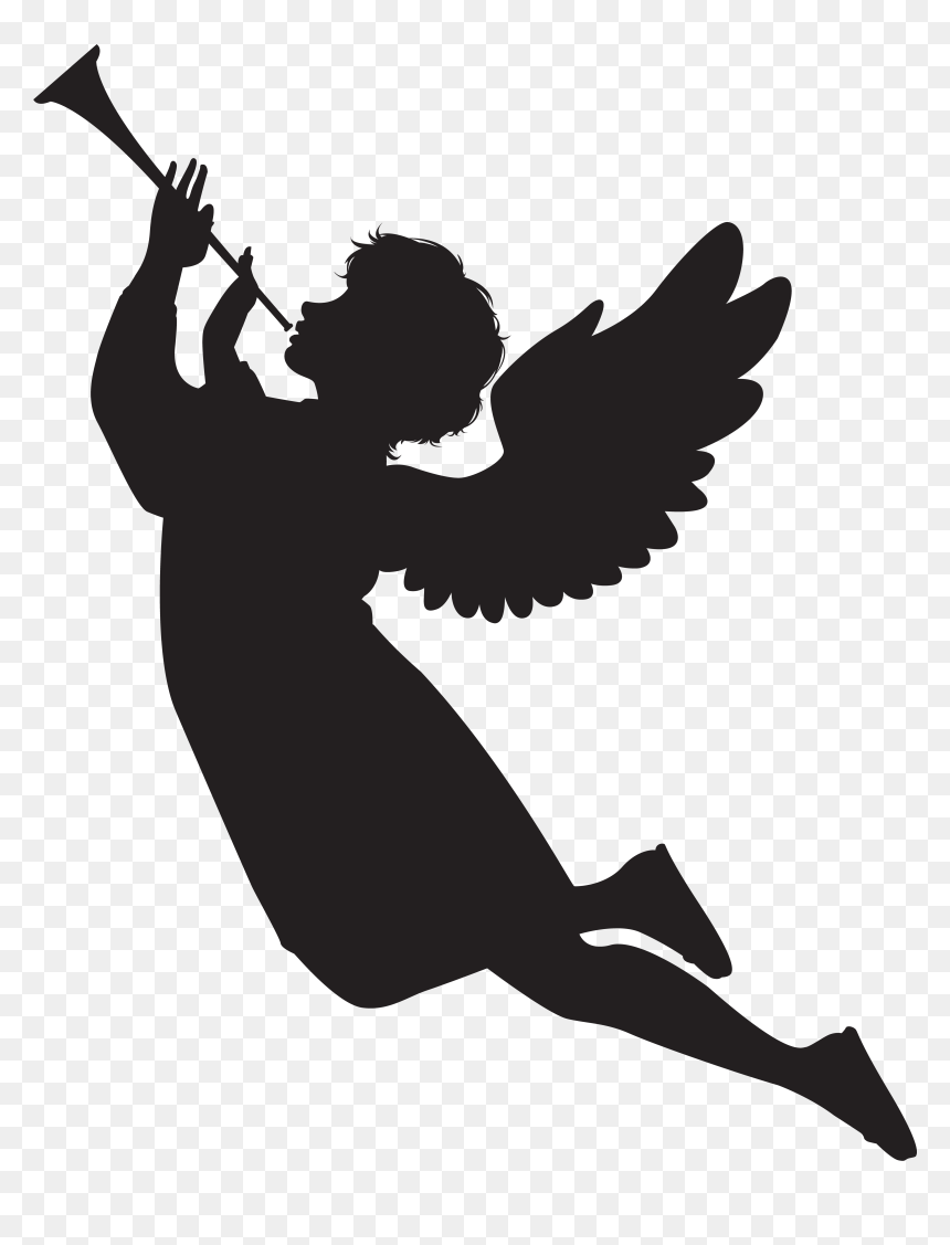 Angel With Trumpet Silhouette, HD Png Download - fitness silhouette png